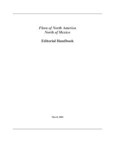 Flora of North America North of Mexico Editorial Handbook March 2004