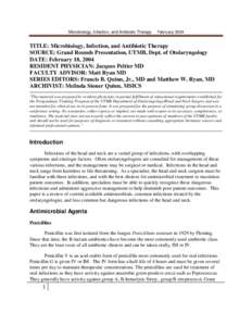 Microbiology, Infection, and Antibiotic Therapy     February 2004