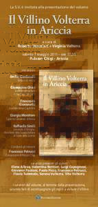 La S.V. è invitata alla presentazione del volume  Il Villino Volterra in Ariccia a cura di