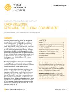 Working Paper  Installment 7 of “Creating a Sustainable Food Future” Crop Breeding: Renewing the Global Commitment