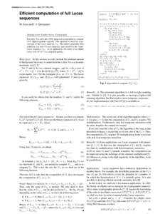 Published in Electronics Letters 32(6):537–538, Efficient computation of full Lucas sequences M. Joye and J.-J. Quisquater