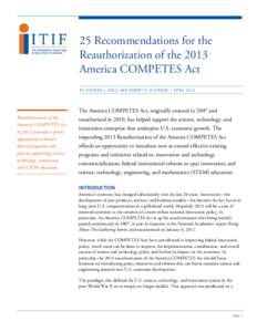 25 Recommendations for the Reauthorization of the2013 America COMPETES Act