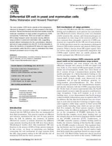 Differential ER exit in yeast and mammalian cells Reika Watanabe and Howard Riezman1 The coat complex COPII forms vesicles at the endoplasmic reticulum to transport a variety of cargo proteins to the Golgi structure. Rec