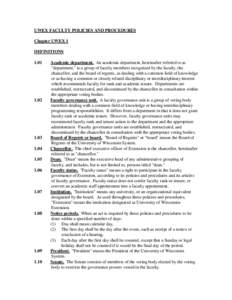 UWEX FACULTY POLICIES AND PROCEDURES Chapter UWEX 1 DEFINITIONS