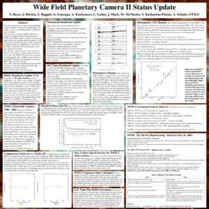 n  Wide Field Planetary Camera II Status Update I. Heyer, J. Biretta, S. Baggett, S. Gonzaga, A. Koekemoer, L. Lubin, J. Mack, M. McMaster, V. Kozhurina-Platais, A. Schultz (STScI) Abstract We review the status of the Wi