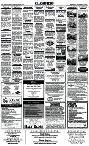 CLASSIFIEDS  The daily Globe • yourdailyGlobe.com Personals  Help Wanted