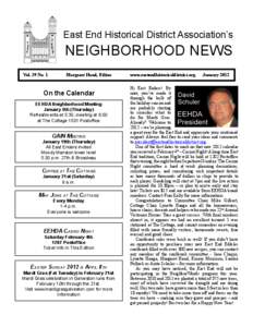 East End Historical District Association’s  NEIGHBORHOOD NEWS Vol. 39 No. 1