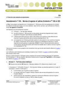 034 À l’intention des médecins omnipraticiens 15 maiAmendement no 138 – Service d’urgence et Lettres d’entente nos 188 et 263