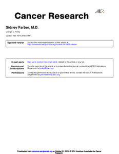 Sidney Farber, M.D. George E. Foley Cancer Res 1974;34:[removed].