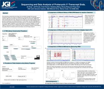 Sequencing and Data Analysis of Prokaryotic 5’-Transcrept Ends. Ze Peng*, Jeff Froula, Cindi Hoover, Xiandong Meng, Zhong Wang and Feng Chen DOE Joint Genome Institute[removed]Mitchell Drive, Walnut Creek, CA[removed]USA. 