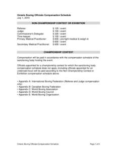 Ontario Boxing Officials Fee Schedule