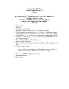 Financial Oversight Panel For Cairo School District No.1 Agenda February 28, 2011