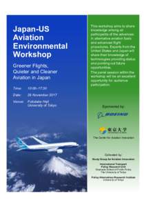 Japan-US Aviation Environmental Workshop Greener Flights, Quieter and Cleaner