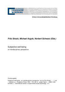 E-Book Universitätsbibliothek Würzburg  Fritz Strack, Michael Argyle, Norbert Schwarz (Eds.)