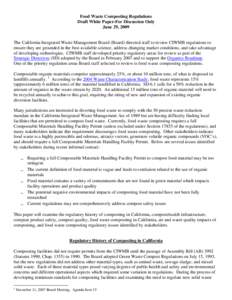 Draft White Paper: Food Waste Composting Regulations (for discussion only). June 29, 2009