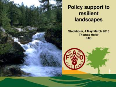 Policy support to resilient landscapes Stockholm, 4 May March 2015 Thomas Hofer FAO