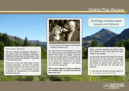 District Plan Review Heritage Landscapes Issues and Options Mayor Vanessa van Uden and Councillor Leigh Overton