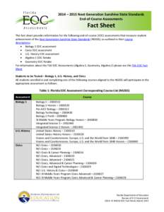 NGSSS EOC Fact Sheet