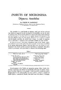 INSECTS OF MICRONESIA Diptera: Asteiidae By CURTIS W. SABROSKY ENTOMOLOGY RESEARCH BRANCH, AGRICULTURAL RESEARCH SERVICE U. S. DEPARTMENT OF AGRICULTURE