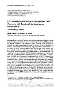 EEG and behavioral changes in a hyperkinetic child concurrent with training of the sensorimotor rhythm (SMR)