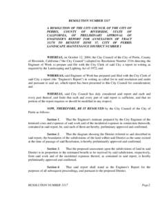 RESOLUTION NUMBER 3317 A RESOLUTION OF THE CITY COUNCIL OF THE CITY OF PERRIS, COUNTY OF RIVERSIDE,