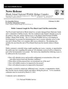 U.S. Fish & Wildlife Service  News Release Rhode Island National Wildlife Refuge Complex Block Island NWR