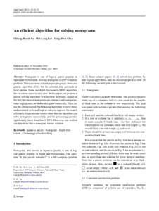 Appl Intell:18–31 DOIs10489An efficient algorithm for solving nonograms Chiung-Hsueh Yu · Hui-Lung Lee · Ling-Hwei Chen