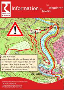 Liebe Wanderer, wegen akuter Gefahr von Baumbruch ist der Fürstenweg im dargestellten Bereich gesperrt. Bitte folgen Sie der vor Ort markierten Umleitung (gestrichelte Linie). Wir danken für Ihr Verständnis!