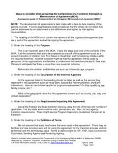 Ideas for the Components of an Interagency Memorandum of Agreement (MOA)