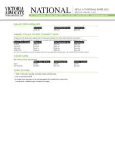 NATIONAL  RETAIL ADVERTISING RATES 2013 EFFECTIVE JANUARY 1, [removed]East Constitution, Victoria, Texas 77901 • [removed] • Fax[removed] • VictoriaAdvocate.com