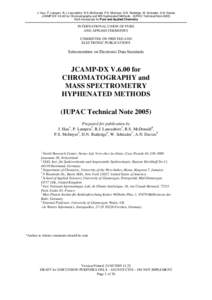 Chemistry / Spectroscopy / Mass spectrometry / Joint Committee on Atomic and Molecular Physical Data / Chromatography / Chemical pathology / Mass spectrometry data format