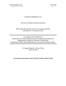 Cardiokine Biopharma, LLC Lixivaptan Briefing Document NDA 203,009 Page 1 of 61