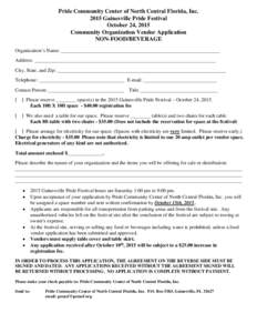 Microsoft Word - Gainesville Pride Festival Community Organization Vendor Application 2015