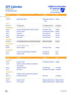 CFT Calendar As of June 17, 2014 CFT events shown in blue 2014