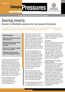 Seeing clearly: Access to affordable eyecare for low-income Victorians; Changing Pressures