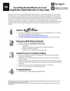 Launching the Beneficiary Account Registration (BAR) Web site in 4 Easy Steps