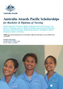 Australia Awards Pacific Scholarships for Bachelor & Diploma of Nursing Pacific Adventist University, Highlands Regional School of Nursing, Lae School of Nursing, Lutheran School of Nursing, Mendi School of Nursing, Naza