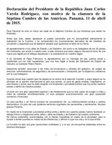 Microsoft Word - Declaración Final_Presidente Juan Carlos Varela Rodríguez_VII Cumbre de las Américas.docx