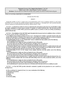 Document: Emergency Rule, Register Page Number: 27 IR 2295 Source: April 1, 2004, Indiana Register, Volume 27, Number 7 Disclaimer: This document was created from the files used to produce the official CD-ROM Indiana Reg