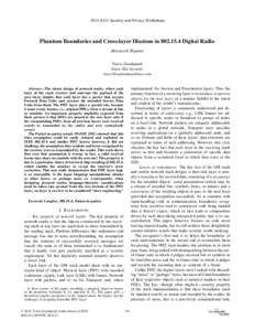 2014 IEEE Security and Privacy Workshops  Phantom Boundaries and Cross-layer Illusions inDigital Radio (Research Report) Travis Goodspeed Straw Hat Security