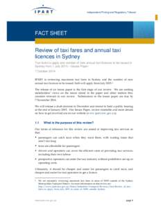 Microsoft Word - Fact sheet - Issues Paper - Sydney Taxi Fares and Licences 2015.docx