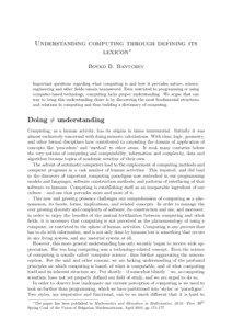 Understanding computing through defining its lexicon ∗ Boyko B. Bantchev