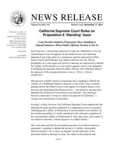 NEWS RELEASE Release Number: 61 JUDICIAL COUNCIL OF CALIFORNIA ADMINISTRATIVE OFFICE