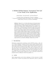 A Refined Ethical Impact Assessment Tool and a Case Study of its Application Michael Bailey1 , Erin Kenneally2 , and David Dittrich3 1  2