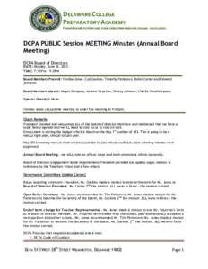 DCPA PUBLIC Session MEETING Minutes (Annual Board Meeting) DCPA Board of Directors DATE: Monday, June 26, 2012 TIME: 7:30Pm – 9:0PM