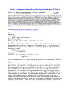 Southern Campaign American Revolution Pension Statements & Rosters Bounty Land Warrant information relating to Charles Lee VAS864 Transcribed by Will Graves vsl 25VA[removed]