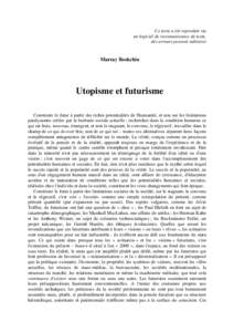 Ce texte a été reproduit via un logiciel de reconnaissance de texte, des erreurs peuvent subsister Murray Bookchin