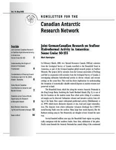 Vol. 14, May[removed]NEWSLETTER FOR THE Canadian Antarctic Research Network