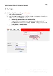 Page 1  Online Enrollment System user manual (Team Manager) 1. First Login 1