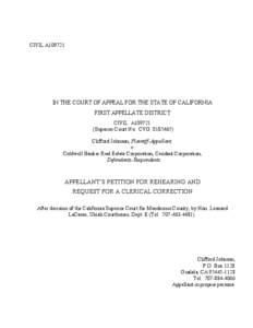 CIVIL A109721  IN THE COURT OF APPEAL FOR THE STATE OF CALIFORNIA FIRST APPELLATE DISTRICT CIVIL A109721 (Superior Court No. CVG[removed])